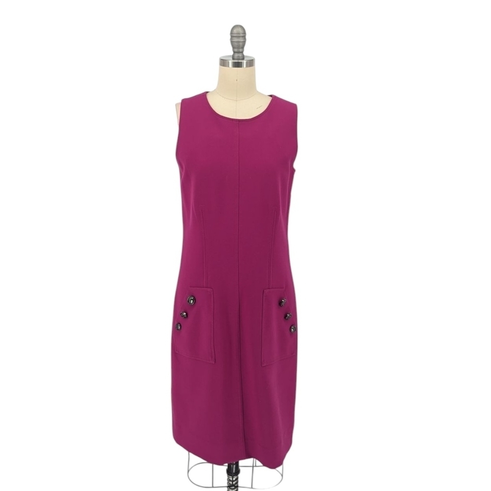etcetera Pocket Mod Sheath Dress Pink Purple 2 preppy Business casual classic